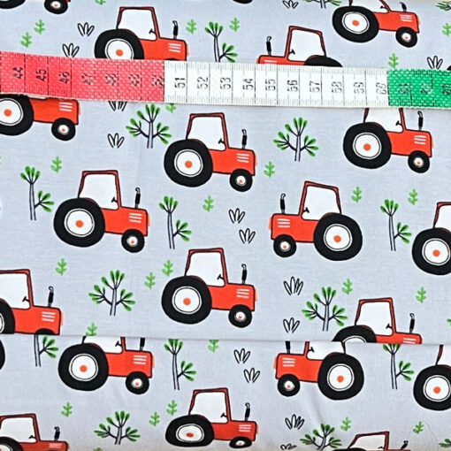 Jersey Baumwolle - Traktor - grau / bunt