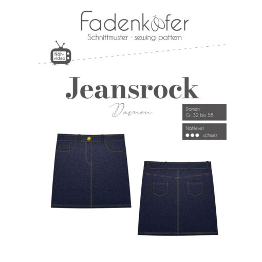 Papierschnittmuster Jeansrock Gr. 32 - 58 - Fadenkäfer