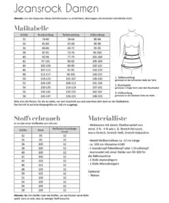 Papierschnittmuster Jeansrock Gr. 32 - 58 - Fadenkäfer