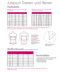 Papierschnittmuster Jumpsuit Damen und Herren Gr. XS - 4XL - Fadenkäfer