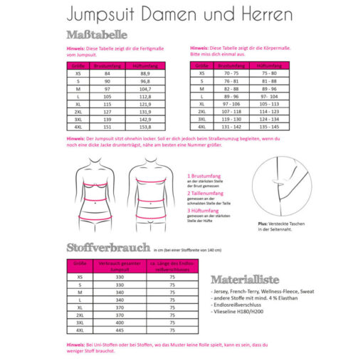 Papierschnittmuster Jumpsuit Damen und Herren Gr. XS - 4XL - Fadenkäfer