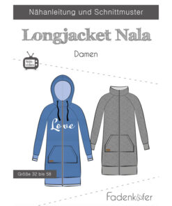 Papierschnittmuster Longjacket Nala Damen Gr. 32 - 58 - Fadenkäfer