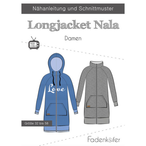 Papierschnittmuster Longjacket Nala Damen Gr. 32 - 58 - Fadenkäfer