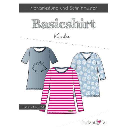 Papierschnittmuster Basicshirt Kinder Gr 74 - 164 - Fadenkäfer