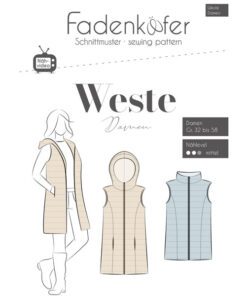 Papierschnittmuster Weste Damen Gr 32 - 58 - Fadenkäfer