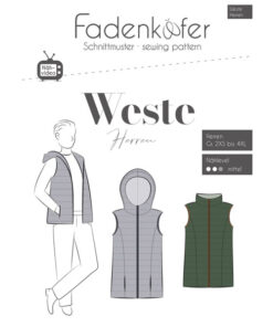 Papierschnittmuster Weste Herren 2 XS -4 XL - Fadenkäfer