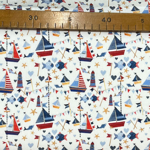 Baumwolle Acufactum - Segelboote - blau / rot