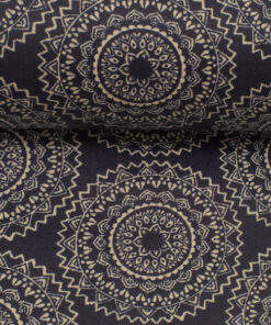 beschichtete Baumwolle Ornamente - dunkelblau / weiss matt