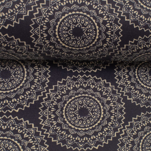 beschichtete Baumwolle Ornamente - dunkelblau / weiss matt