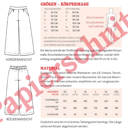 Papierschnittmuster "Frau Hedda" Hose Gr 146 - 52 - Studio Schnittreif