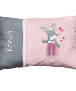 Namenskissen Hasenprinzessin - rosa / grau