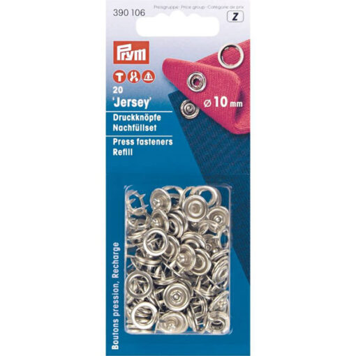 Jersey Druckknöpfe Prym 390106 - 10 mm Nachfüllset 20 Stück - silber