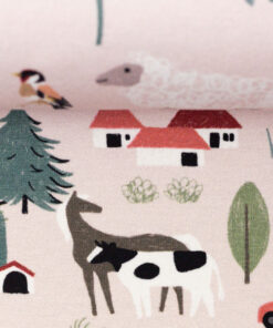 Jersey Baumwolle - "Vintage Farm" Tiere - beige / bunt
