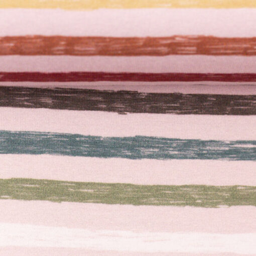 Jersey Baumwolle - "Vintage Farm" Streifen - beige / bunt