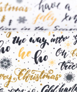 Baumwolle - "Kim" Happy Christmas - weiss / schwarz / gold