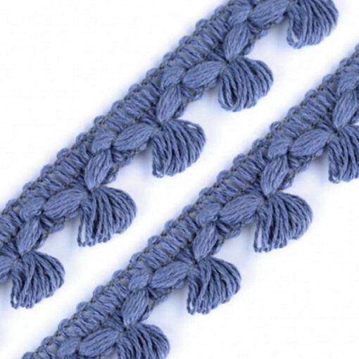 Quastenborte Mini - jeansblau 2