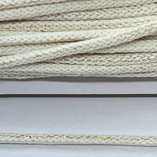 Baumwollkordel 5 mm - wollweiss / gold