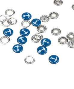 Jersey Druckknöpfe 11 mm Anker - blau / weiss