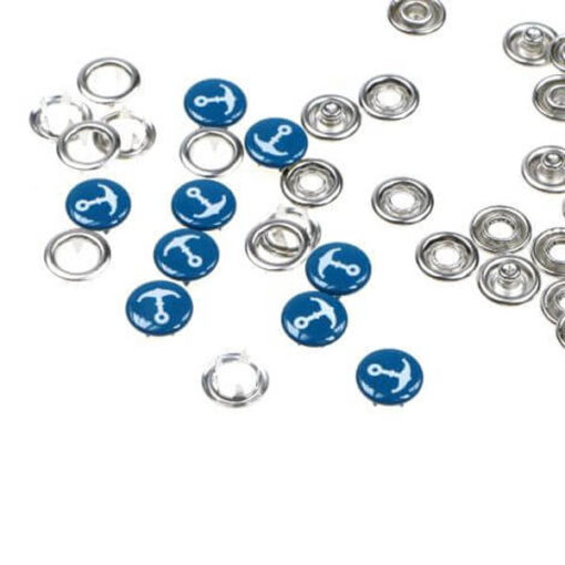 Jersey Druckknöpfe 11 mm Anker - blau / weiss