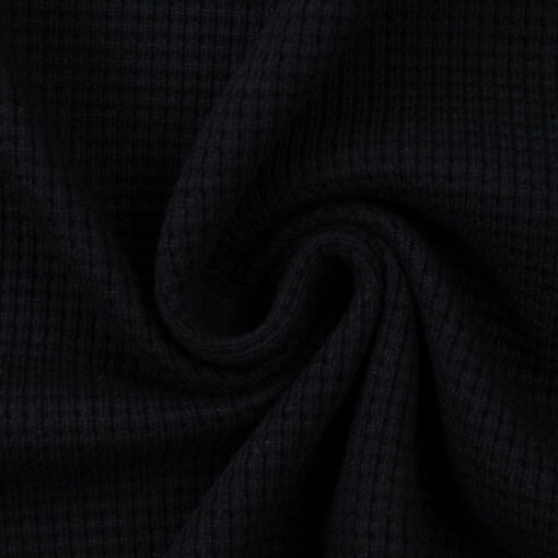 Waffelstrickstoff - "Oslo" - schwarz