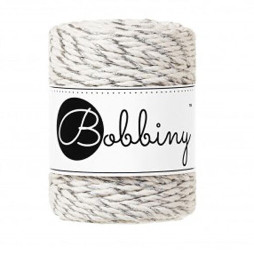 3 mm Makramee Schnur von Bobbiny - silver twist