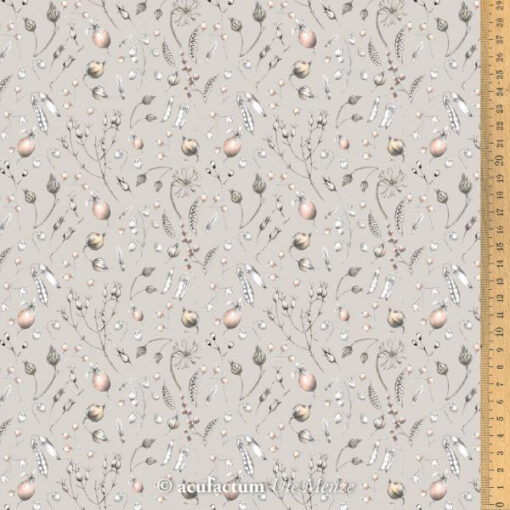 Baumwolle - "Fruchtstände" - acufactum beige/braun
