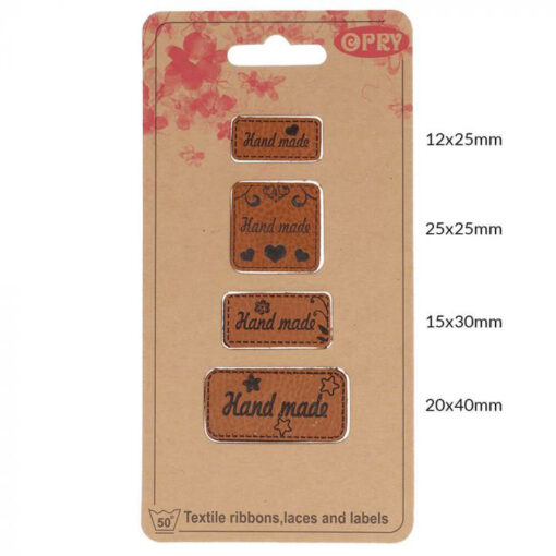 Kunstleder Labelset "Hand made" - 4 Stück