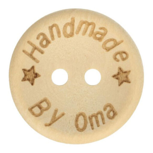 Holzknopf 2 Löcher 20 mm "handmade by Oma" - natur