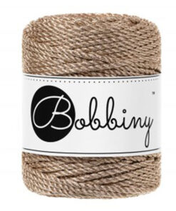 3 mm Makramee Schnur von Bobbiny - metallic champagne