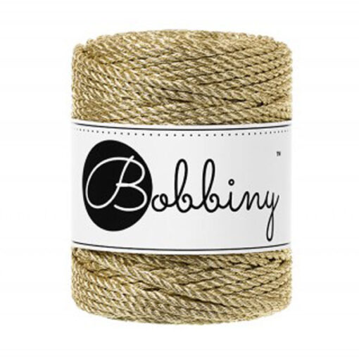 3 mm Makramee Schnur von Bobbiny - gold