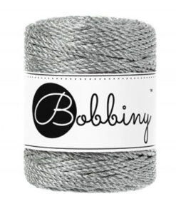 3 mm Makramee Schnur von Bobbiny - silver