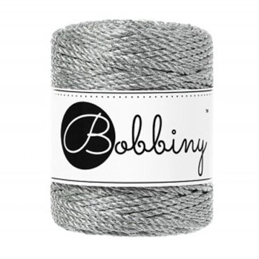 3 mm Makramee Schnur von Bobbiny - silver