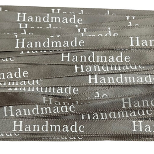 Satinband "handmade" 3m - grau