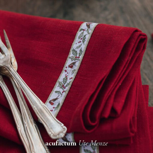 Webband Acufactum Rotkehlchen & Alex - natur / beige / rot