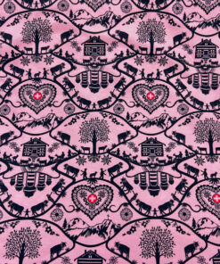 Jersey Baumwolle - Scherenschnitt - rosa / schwarz