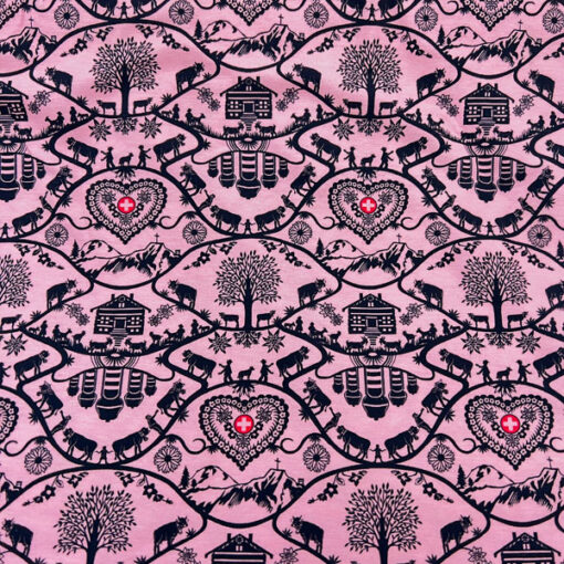 Jersey Baumwolle - Scherenschnitt - rosa / schwarz