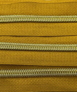 1 m Reissverschluss 6.5 mm mit 4 Schiebern in gold - curry / gold