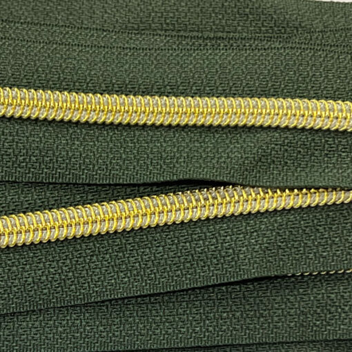 Reissverschluss 6.5 mm - dunkelgrün / gold