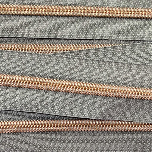 Reissverschluss 6.5 mm - mausgrau / kupfer