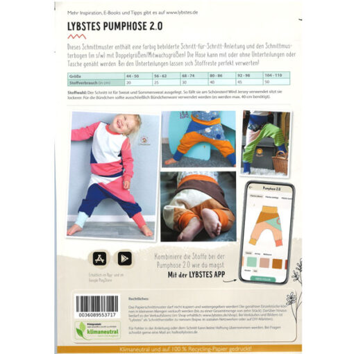 Papierschnittmuster Pumphose 2.0 - Gr 44 - 110 - Lybstes