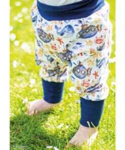 Jersey Baumwolle - " Nora" - U-Boote - Wale weiss/ blau