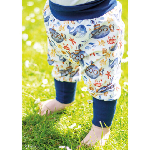 Jersey Baumwolle - " Nora" - U-Boote - Wale weiss/ blau