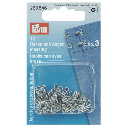 Prym 263846 Haken und Augen Messing No.3