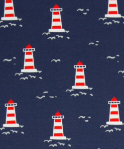 Baumwolljersey- "Thilo" - Leuchtturm - blau / rot / weiss