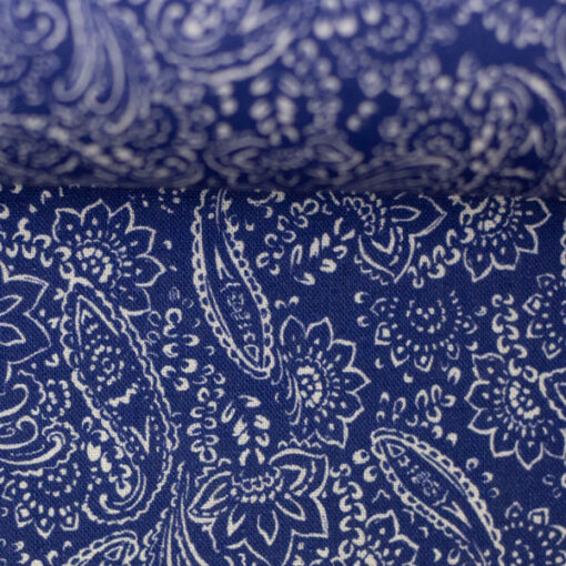 Leinen / Baumwolle - " Nicole" Paisley - blau