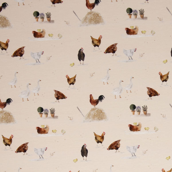 Jersey Baumwolle - "Hühner" by Christiane Zielinski - beige / natur