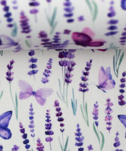 Baumwolle - Lavendel Schmetterlinge - flieder