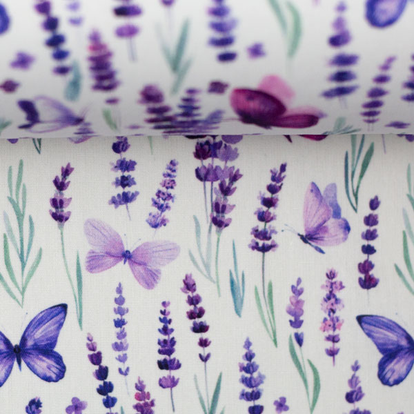 Baumwolle - Lavendel Schmetterlinge - flieder