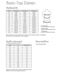 Papierschnittmuster Basic Top Damen Gr 32 - 58 - Fadenkäfer
