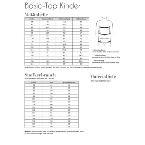 Papierschnittmuster Basic Top Kinder - Fadenkäfer
